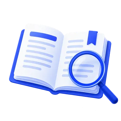Открытая книга с лупой